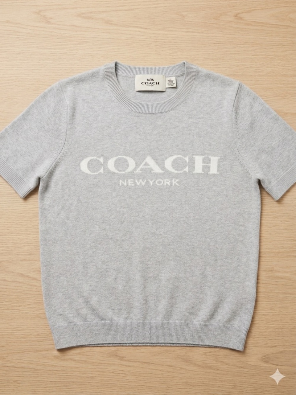 Coach Light Gray Crewneck Short-Sleeve Logo Sweater shirt size XS